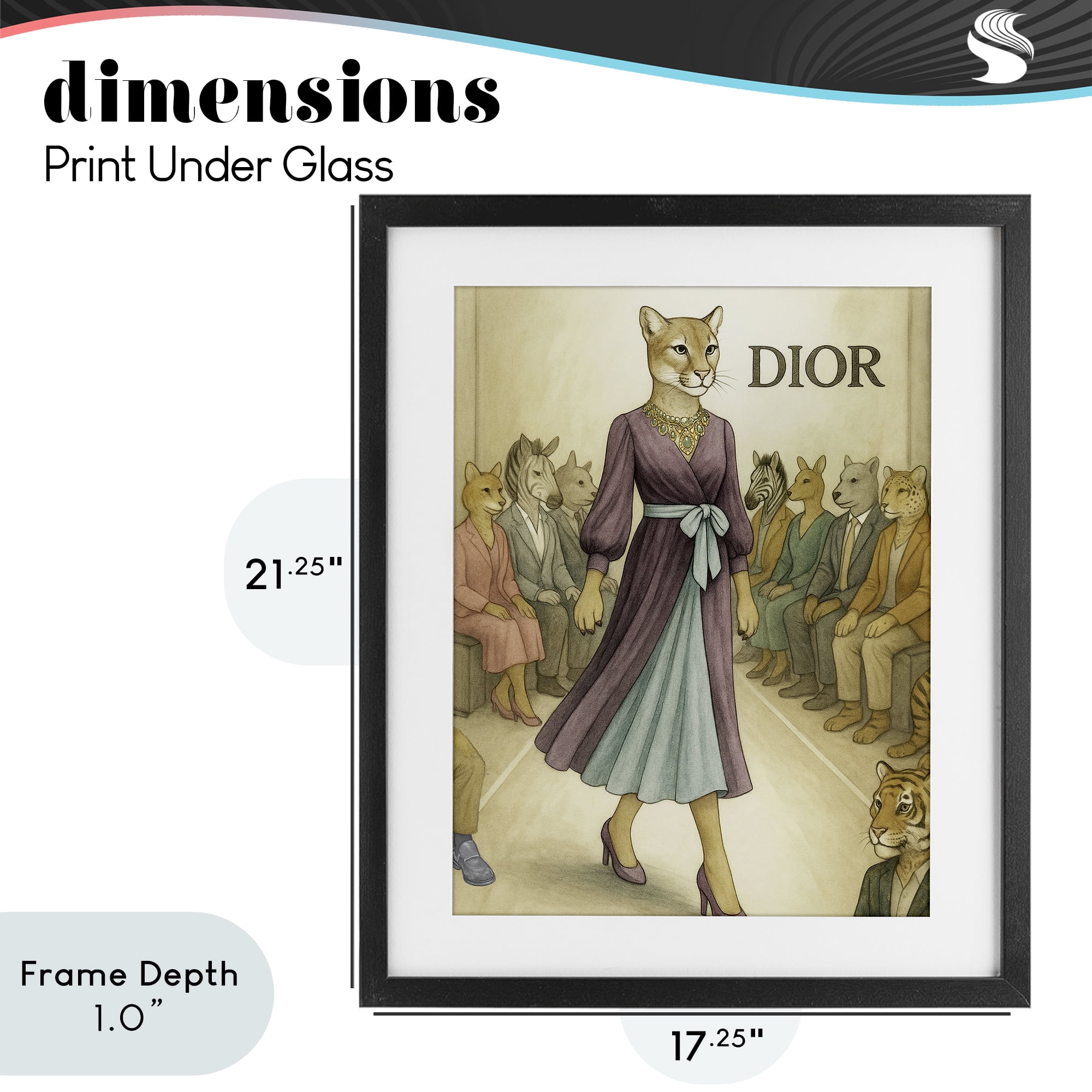 Stupell Industries Fashion Runway Cougar Black Framed Print Under Glass, design by Grotto Studios