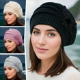 thumbnail image 2 of Women Winter Beret Warm Baggy Beanie Knit Flower Crochet Hat Casual Cap Gifts V8 C0Q4, 2 of 7