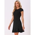 thumbnail image 2 of DARING DIVA Cap Sleeves Round Neck Tiered Ruffled Hem Dress M Black, 2 of 6
