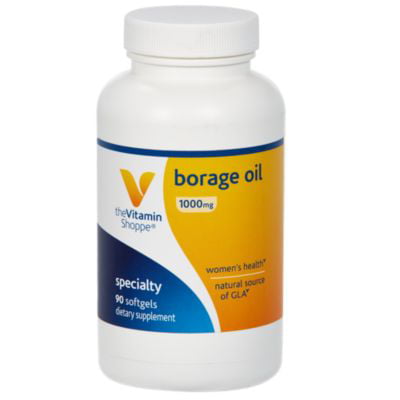 The Vitamin Shoppe Borage Oil 1,000MG (Black Currant), Women's Health Supplement, Supports Healthy Joint Function  Circulation, Natural Source of GLA (Gamma Linolenic Acid) (90