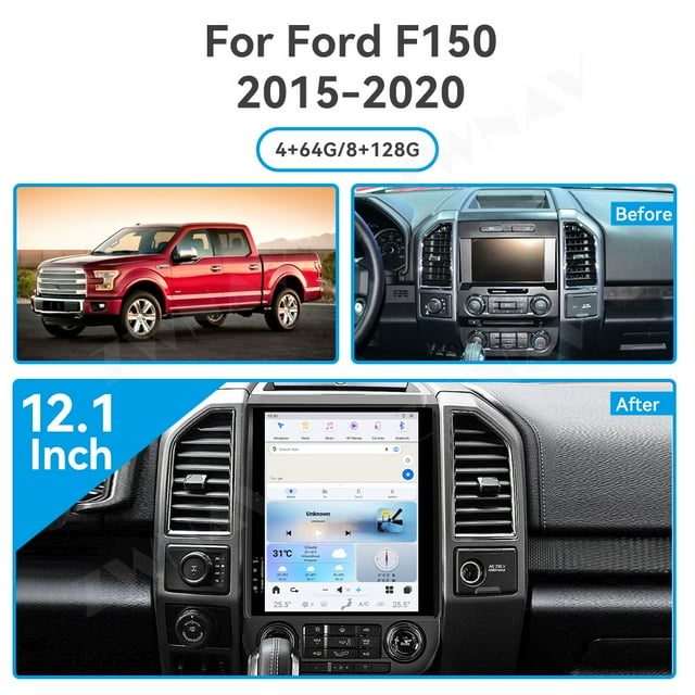 ZWNAV 12.1 inch Android 13 Car Radio for Ford F150 2015-2020 Stereo Replacement Tesla Style Multimedia Player Head Unit IPS Screen GPS Navigation