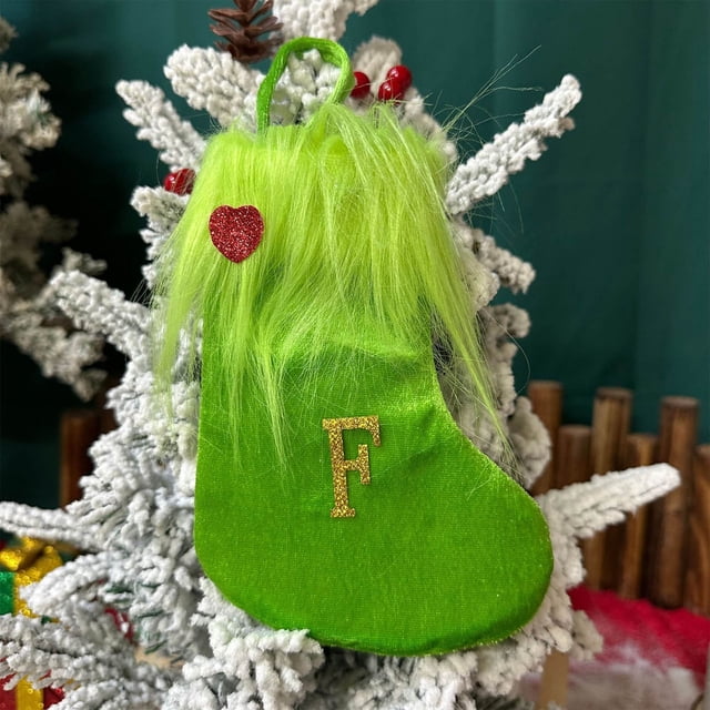 Candy Gift Bag, Embroidered Letter Stocking, Knitted Wool Hosiery, Foldable Christmas Gift Bag, Portable, for Bedroom, High-Quality Wool, Cute Design, Large Capacity, for Home Decor