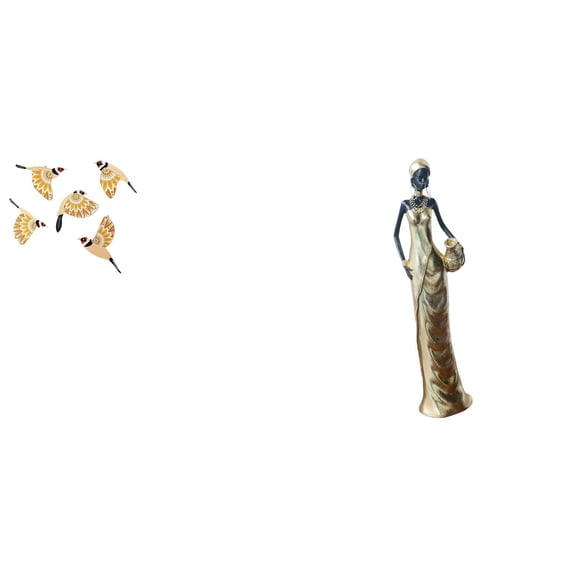 5 Sets Wooden Bird Wall Art African Figurine Sculpture Ornament Resin Construction Living Room Desk Decoration