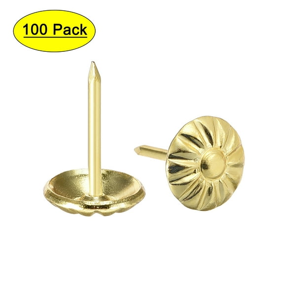 Uxcell Clavos de Tapicería Dorados de 11mm de Diámetro y 17mm de Altura Paquete de 100