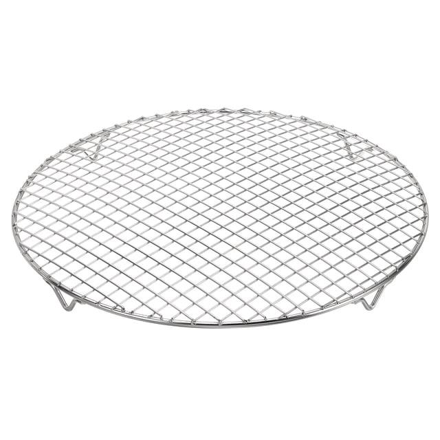 Rejilla de cocina redonda Uxcell de 13.8 pulgadas de diámetro, rejilla de alambre de acero inoxidable para hornear, enlatado, cocinar, asar, enfriar, asar, secar, plateada