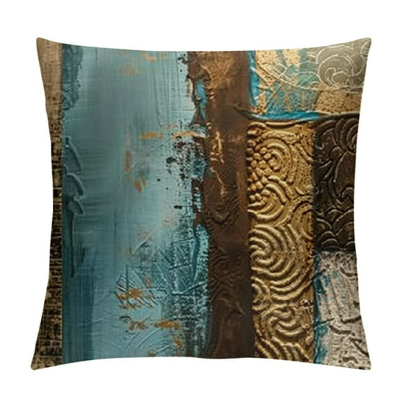 Qinduosi Brown Decorative Throw Pillow Covers Teal Pillow Cover Modern Geometry Abstract Art Decorative Pillows for Living Room Bedroom Sofa Couch Outdoor Pillow Covers White