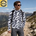 thumbnail image 3 of Havenx Mens Upf 50+ Fishing Jackets Camo Long Sleeve Full Zip Coats Thumbhole Hooded Jacket Rash Guard Cooling Lightweight Outdoor Hiking Fishing Clothing,Gray 3XL, 3 of 7