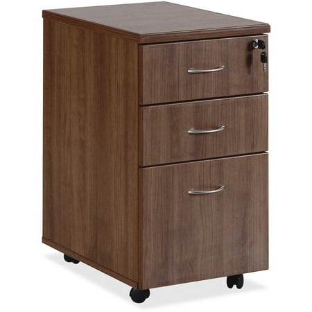 Executive Office Cabinet Walnut Wood - 3 Drawers Vertical Wood Composite Lockable Filing Cabinet, Walnut
