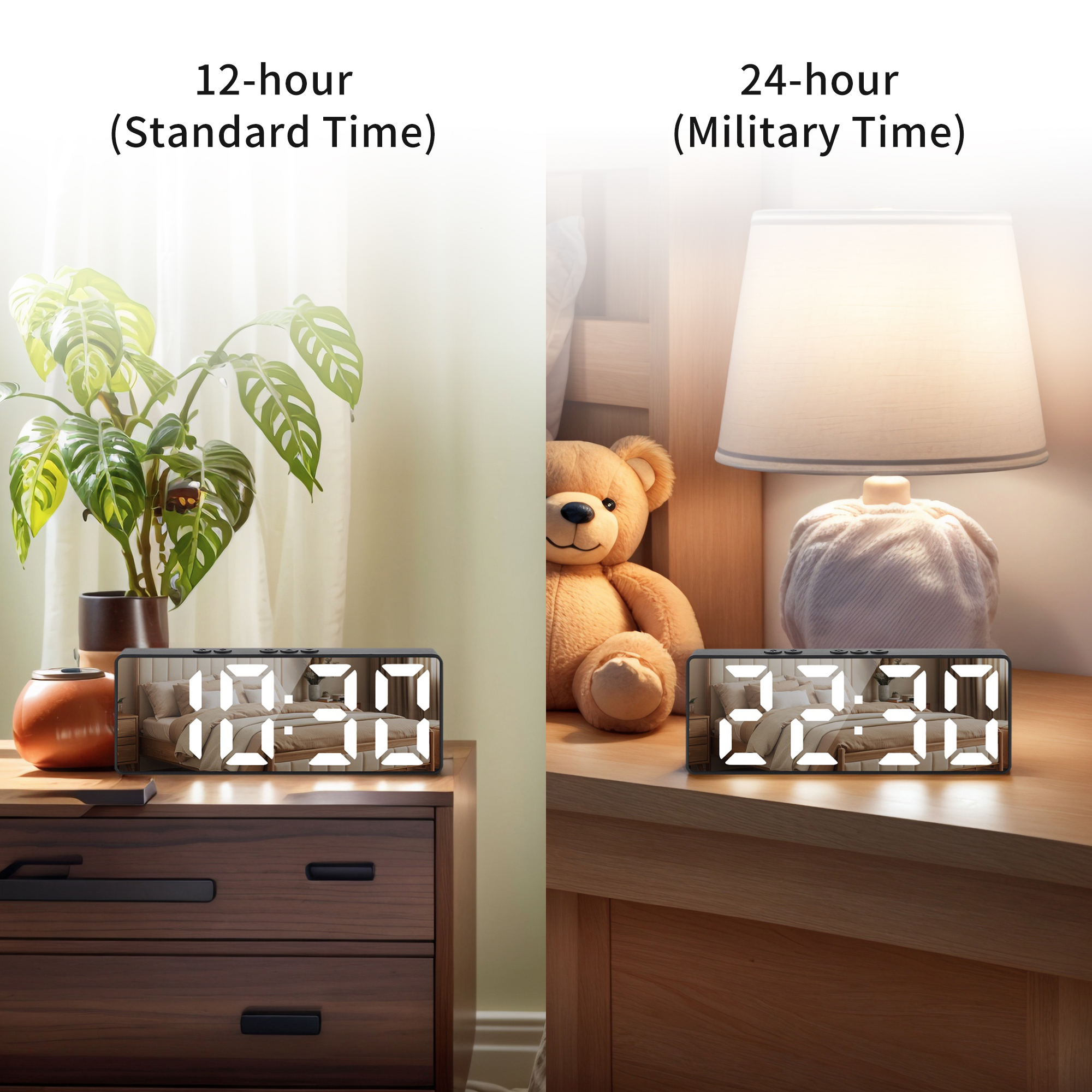 Unique Bargains LED Alarm Clock Black Housing and Black Lens 6.3"L x 1.2"W x 2.4"H