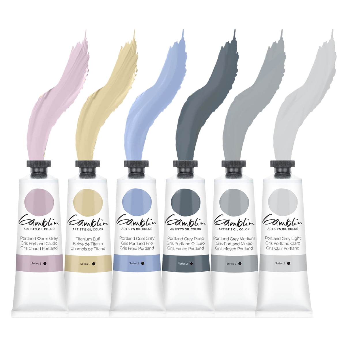 Gamblin Artist Oil Paint Set For Professionals - GREY SET - 37ml Tubes
