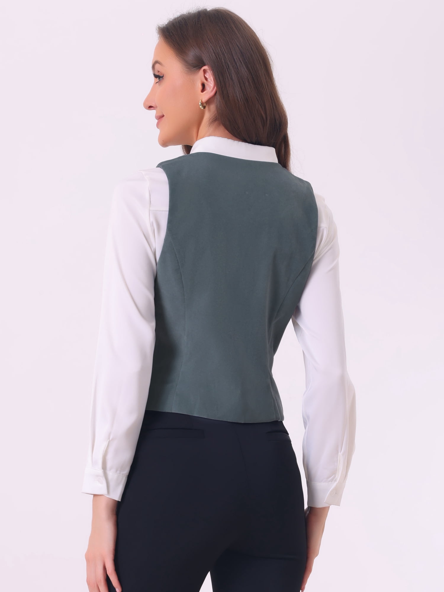 DARING DIVA Women's V Neck Retro Velvet Racerback Steampunk Vest M Grey