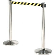 Queue Solutions 708415YB Global Industrial Retractable Belt Barrier with 40 in. Stainless Steel Post, 10 ft. Black & Yellow Belt