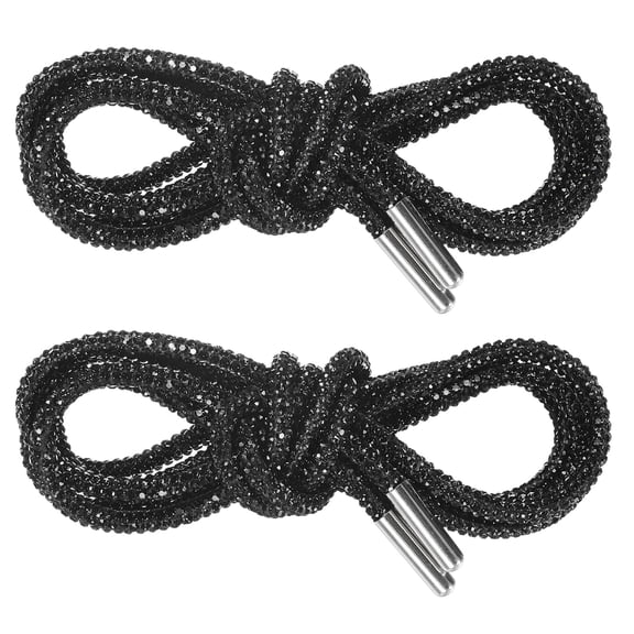 Uxcell 1-Pair Rhinestone Shoelaces 55" Crystal Cords for Sneakers Black