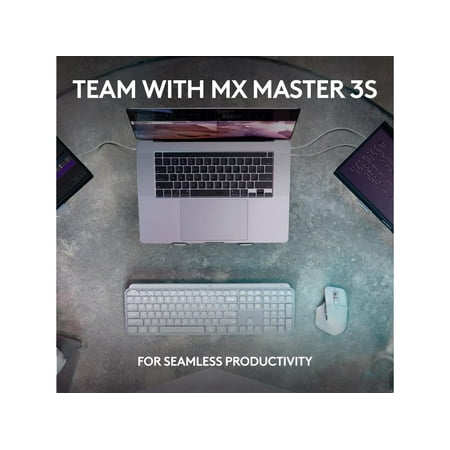 Logitech - MX Keys S Advanced Full-size Wireless Scissor Keyboard for PC and Mac with Backlit keys - Pale Gray