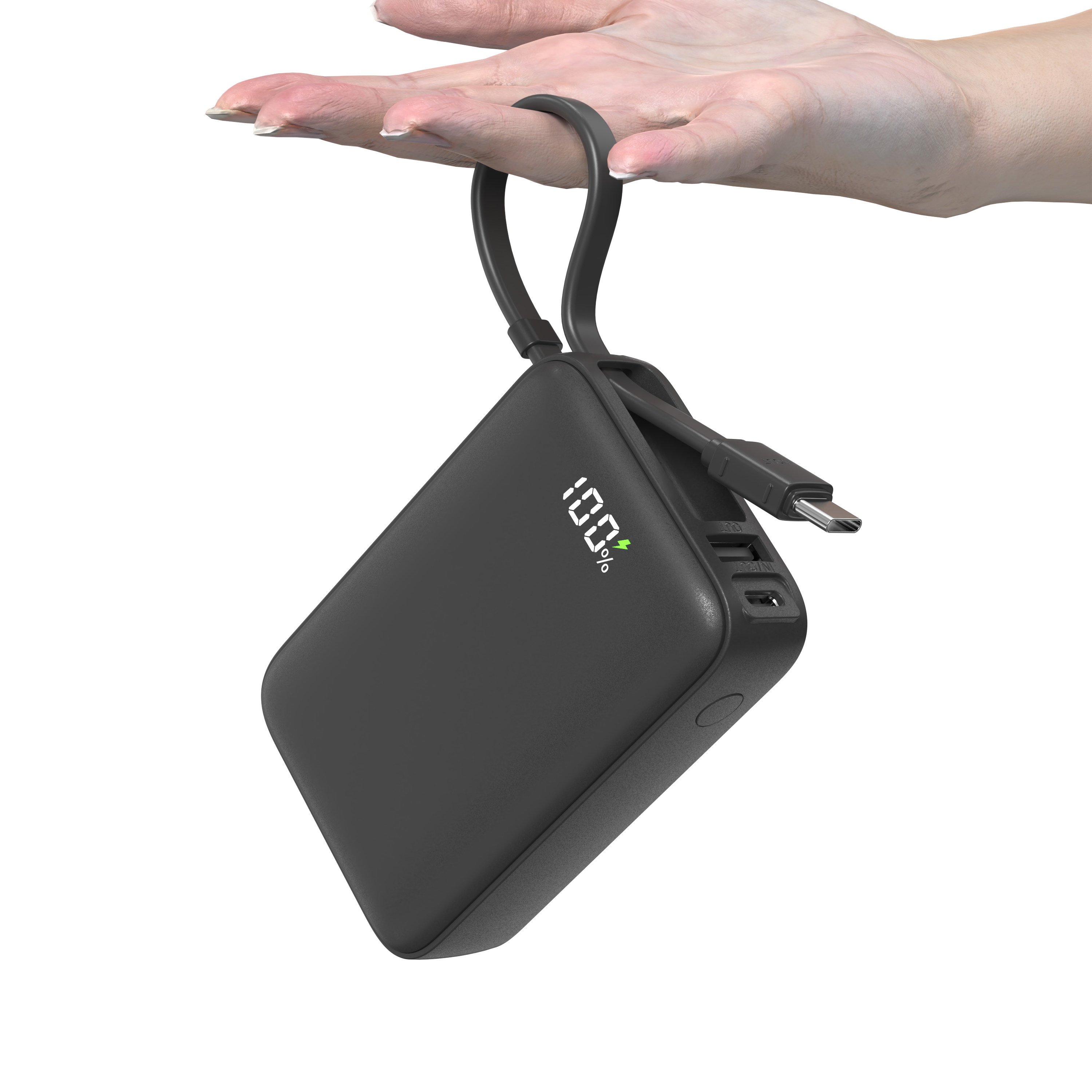 onn 10000mAh Power Bank, 20W Built-In USB-C Cable photo 2
