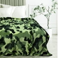 thumbnail image 3 of Camouflage Blanket 50x60 Inch Soft Camo Throw Blanket for Military Fans, Kids, Boys, for Couch, Bed, Travel, Camping, Green Camo, 3 of 6