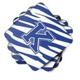 thumbnail image 2 of Letter K Initial Tiger Stripe Blue and White Foam Coaster Set of 4, 2 of 3