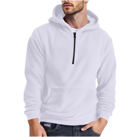 HAiming Chandails à Capuche en Molleton pour Hommes, Chandail à Enfiler Décontracté à Manches Longues, Chandails à Capuche Duveteux Chauds, Hauts Athlétiques avec Poches