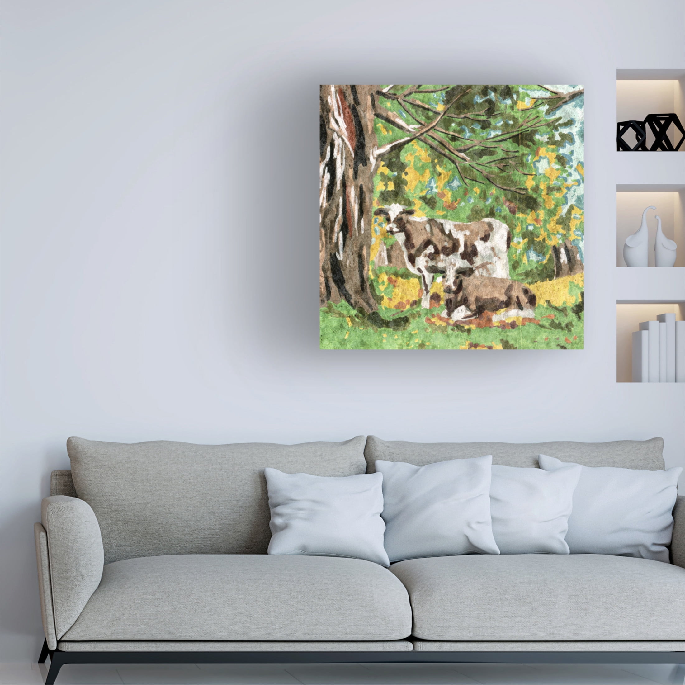 Trademark Fine Art Melissa Wang  Cows Under a Tree I Canvas Wall Art