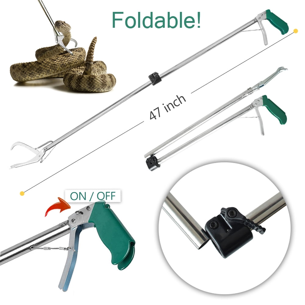 IClover 47'' Professional Collapsible Snake Tong Extensiontype Reptile Catcher Wide Jaw