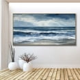 thumbnail image 5 of Original Sea Landscape Oil Painting Large Wall Art Abstract Blue Sky Wall Art Gray Beach Wall Art Modern Living Room Wall Home Decor,Unstretched,Frameless,(51*102cm)20*40Inches, 5 of 5