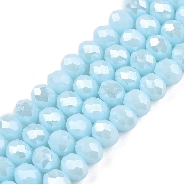 Electroplate Glass Beads Strands Pearl Luster Plated Faceted Rondelle Light Blue 6x5mm Hole: 1mm about 84~85pcs/strand 41.5~42cm
