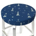 thumbnail image 3 of Daiia Lighthouses and Anchors Stool Covers Round,Round Bar Stool Covers Waterproof Bar Chair Covers Washable Stool Cushion Slipcover for 12-14 Inch Chair-12 inch, 3 of 7