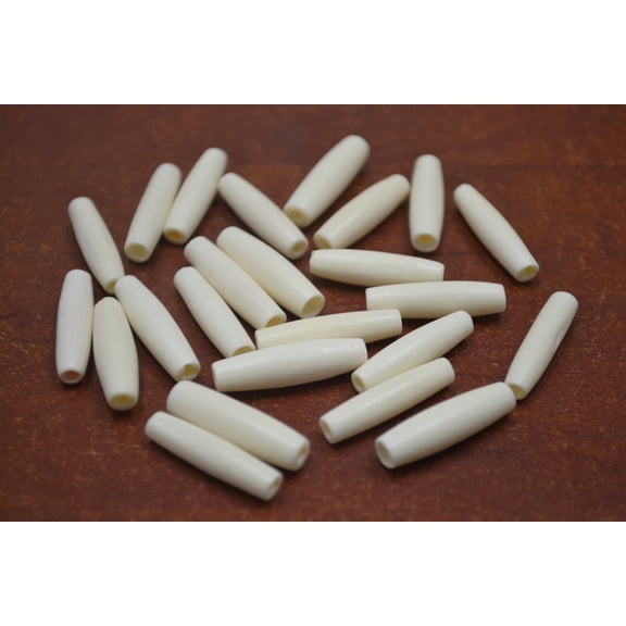 100 Pcs White Buffalo Bone Tube Hairpipe Beads 1"