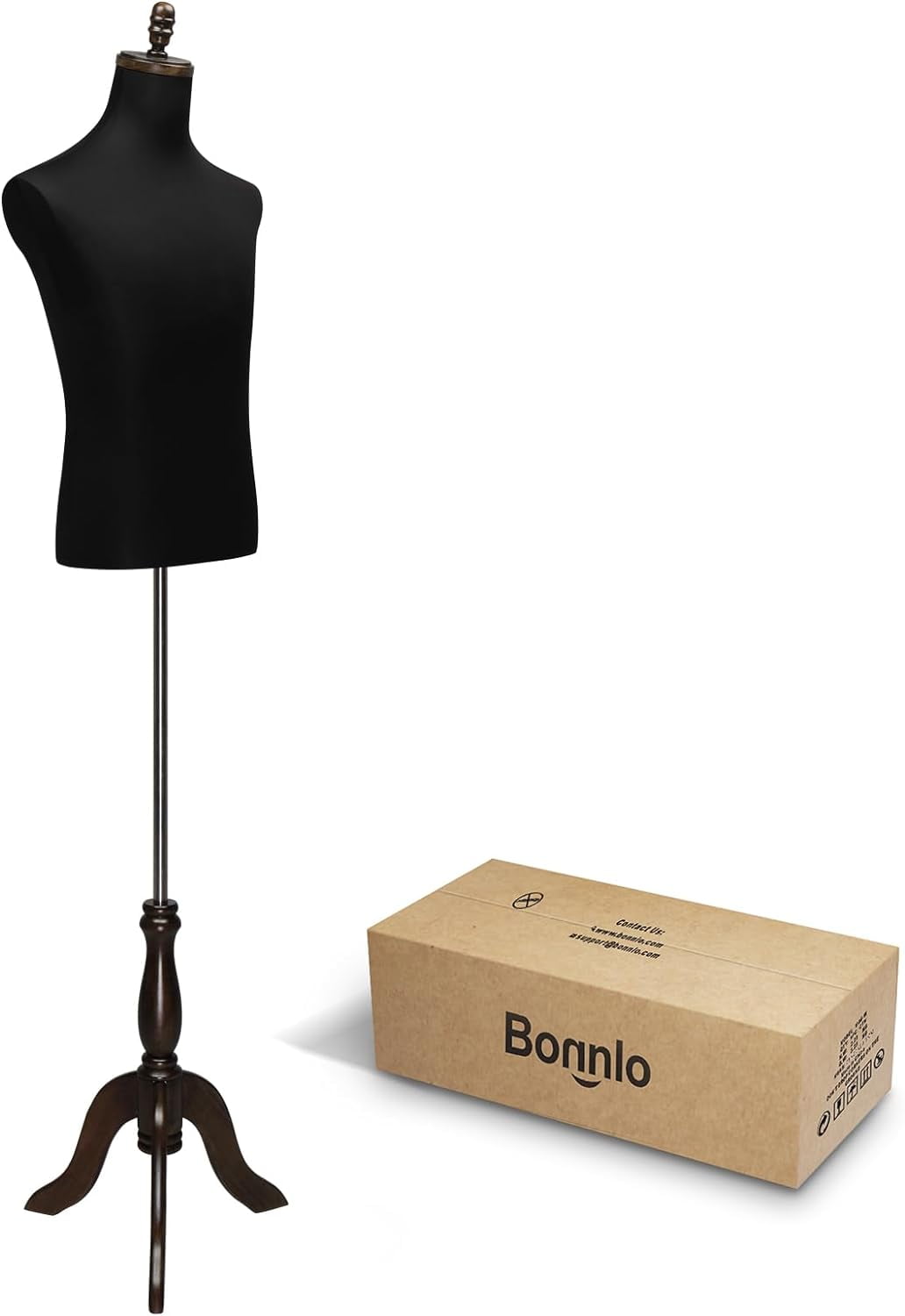 Bonnlo Male Black Mannequin Dress Form with Adjustable Height Sturdy Tripod