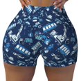thumbnail image 2 of Haiem Blue Bus No Front Seam Biker Shorts for Women Yoga Workout Gym Bike Shorts with Tummy Control Moisture-Wicking-Medium, 2 of 9