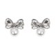 thumbnail image 1 of par de pendientes de botón de perla falsa con lazo, elegantes, de mano de obra fina, resistentes y combinables, accesorios para mujer ------ Código de producto 77214, 1 of 5