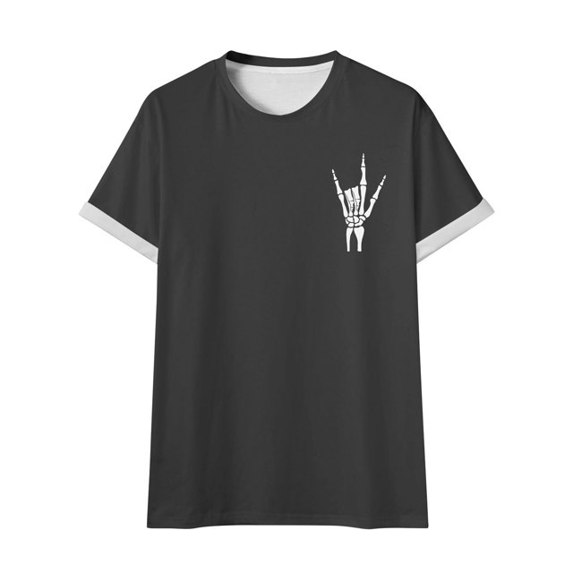 TSADFHJI Chemises Graphiques à Manches Longues pour Hommes Automne Printemps et Été T-Shirt à Manches Courtes Col Rond Tendance Mode Gris Foncé