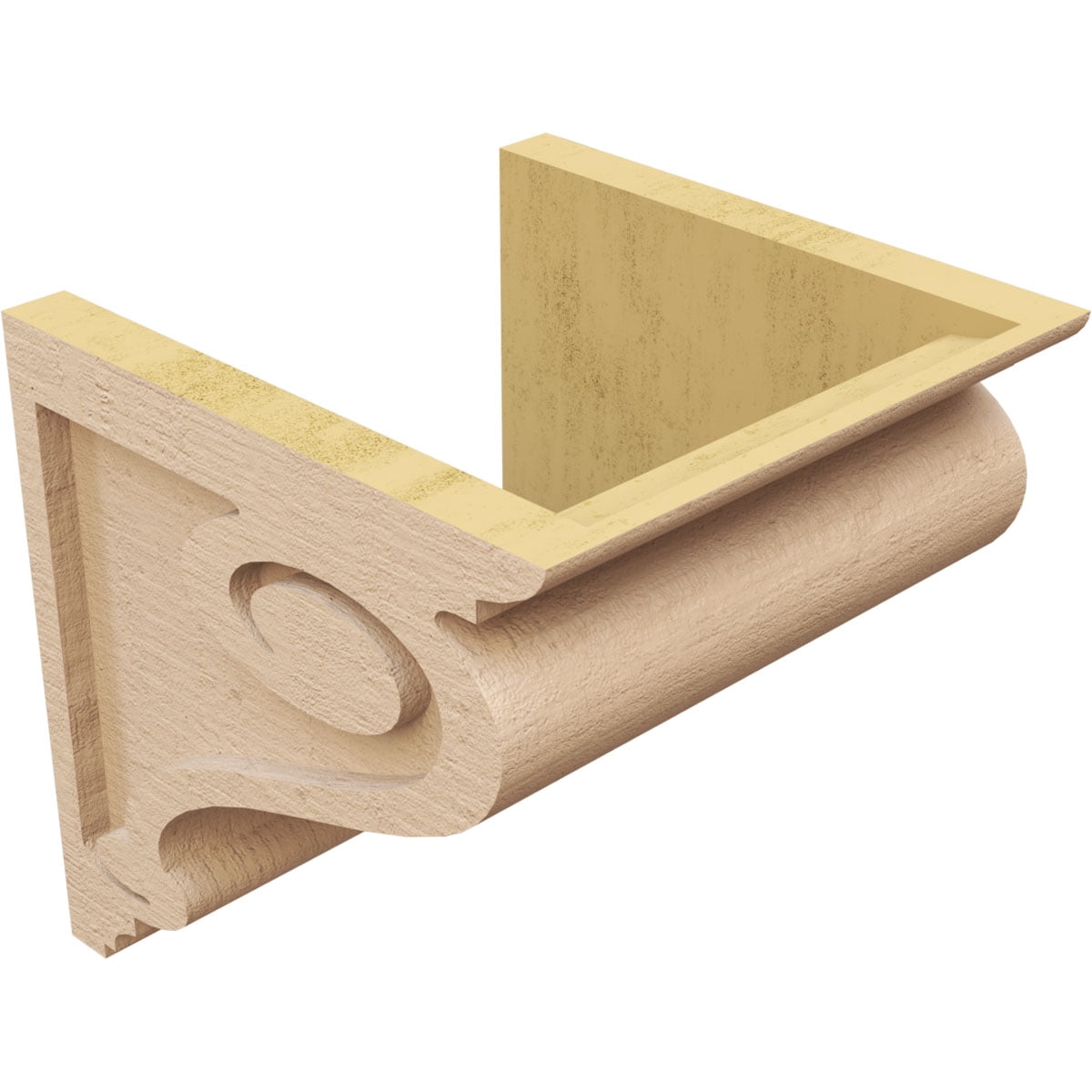 10"W x 10"D x 10"H Wide Scroll Rough Cedar Woodgrain TimberThane Corbel, Primed Tan