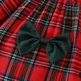 thumbnail image 5 of Adeawade Girls Christmas Dress Girls Long Sleeve Dress With Bow Headband Plaid Pattern Party Gown For Toddler Baby Holiday Outfit Crewneck Sundress Winter Retro Basic Dress Red 9-12 Months, 5 of 9