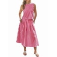 thumbnail image 2 of Womens 2 Piece Skirt Sets Summer Striped Sleeveless Tank Tops Midi Dress Vacation Outfits Matching Sets Red S, 2 of 7