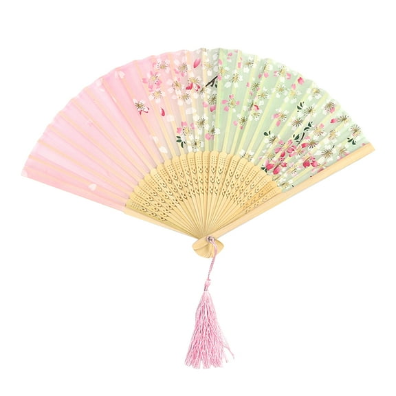 Guangmc 6 Inch Handheld Fans with Tassel for Dancing Performance (2pcs)