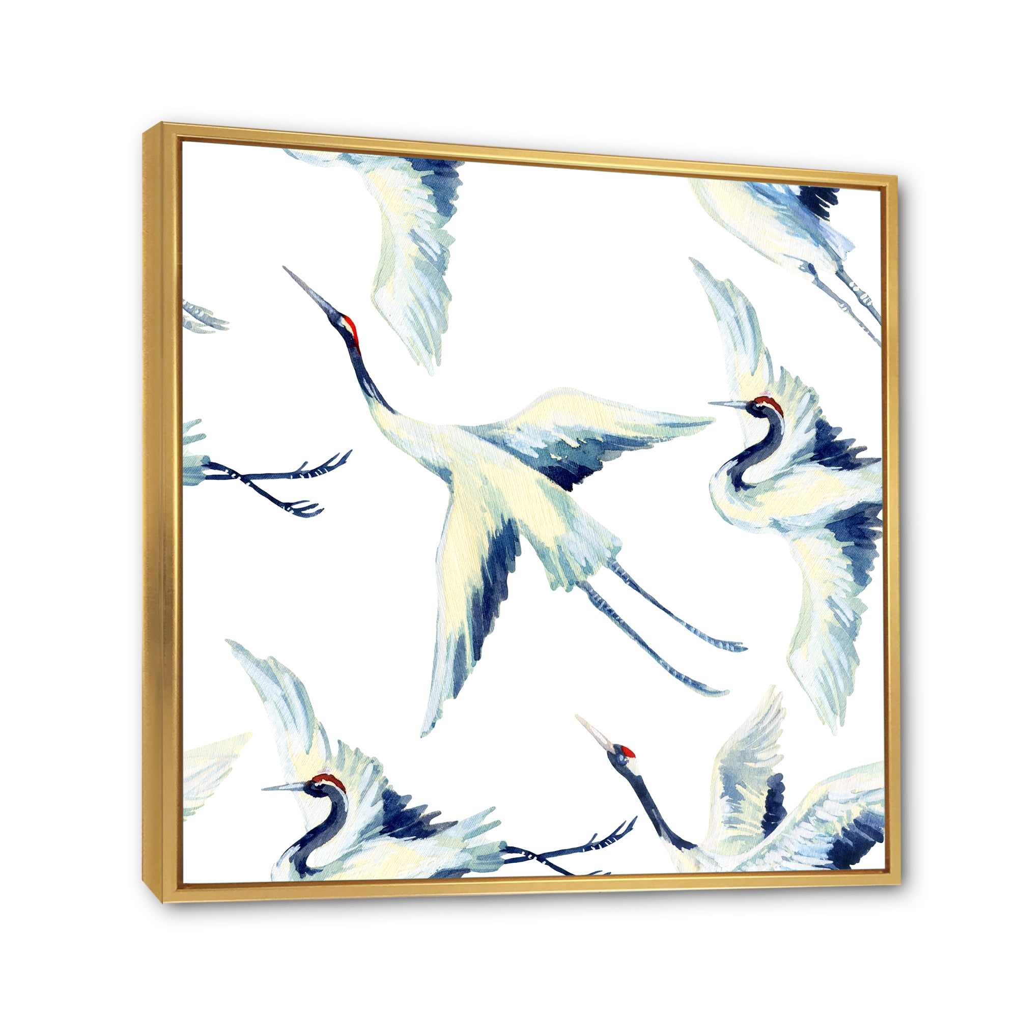 Designart 'Asian Crane Bird Impression I' Traditional Framed Canvas Wall Art Print