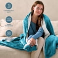 thumbnail image 4 of Bare Home Plush Sherpa Bed Blanket - Fluffy & Soft - Reversible - Lightweight - Full/Queen, Caribbean Sea, 4 of 10