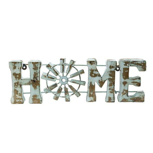 Rustic Arrow 101102 Home with Windmill Mini Outdoor Wall Accent - Blue