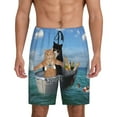thumbnail image 2 of Daiia Two Brave Cats Are Floating On The Sea Iceberg Mens Woven Stretch Pajama Short,Short Pajama Pants-Large, 2 of 9