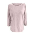 thumbnail image 5 of Fuzzy Sweater for Women Cozy Long Sleeve Pullover Round Neck Slouchy Lounge Top Solid Color Casual Fall Outfits, 5 of 5