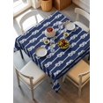 thumbnail image 2 of Navy Blue Knot Suqare Tablecloth - 60 x 60 Inch, Nautical Striped Monochrome Ocean Waterproof & StainResistant Tablecloth, Washable Oil-proof Table Cover for Dining/Party/Wedding/Camping/Buffet, 2 of 9