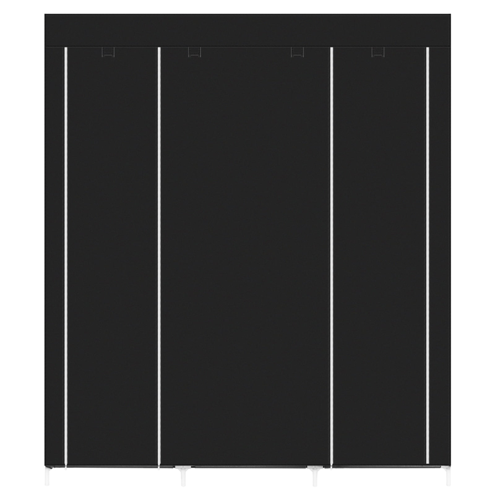 69" Clothes Closet Non-Woven Fabric Wardrobe Double Rod Storage Organizer, Black