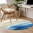 thumbnail image 4 of Round Rug 3.3Ft Washable Non-Slip, Navy Blue Ombre Beach Circle Area Rugs for Living Room Bedroom, Summer Ocean Coastal Gradient Waves Indoor Floor Mats Carpet Runner for Home Decor Aesthetic, 4 of 8