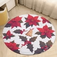 thumbnail image 6 of Christmas Poinsettia Red Flower Round Carpet Circle Rug Outdoor Patio Area Rug Washable Large Area Rugs Hallway Room Decor Fitness Mats, 6 of 8