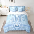thumbnail image 2 of Manfei Letter Monogrammed Initial M Girl 7-Piece Twin Bedding Sets,Kawaii Bow Butterfly Bedding Comforter Set,Bling Crystal Blue Glitter Breathable Sheet Sets,Lightweight Room Decor, 2 of 8