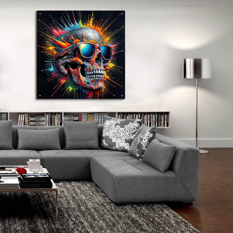 Epic Art 'Skull In Sunglases' by Rey Klimt Acrylic Glass Wall Art
