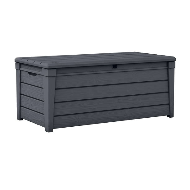 Keter Brightwood Outdoor Plastic Deck Box All Weather Resin Storage 120 Gal Anthracite Gray Walmart Com Walmart Com