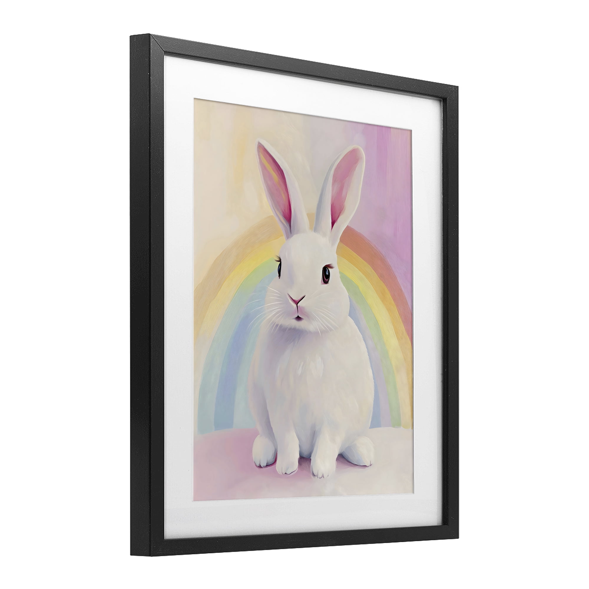 Stupell Industries Rainbow Bunny in Pastel Hues Black Framed Print Under Glass, design by The Prints Vibe
