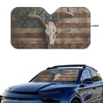 thumbnail image 2 of Xixirimido Elk Bone Vintage American Flag Print Windshield Sun Shade for Car SUV Truck Foldable Sunshade for Car Windshield Block UV Rays Keep Your Vehicle Cool Car Interior Accessories, 2 of 8